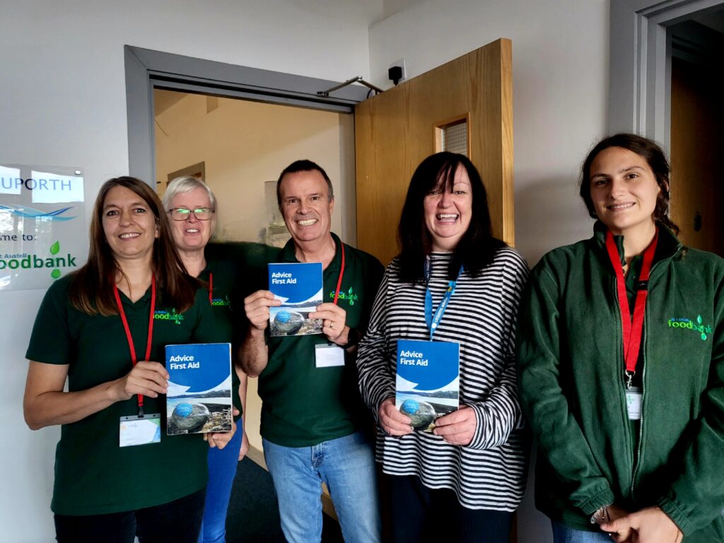 St Austell Foodbank staff and volunteers at an Advice First Aid training session.